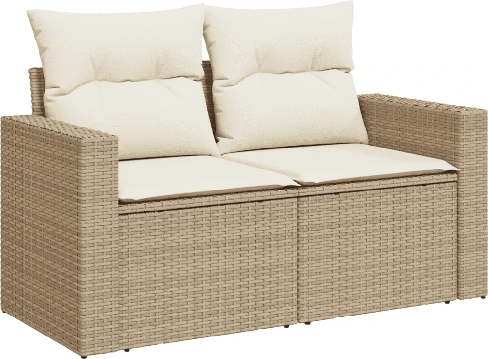 Sofa Sofos komplektas su pagalvėlėmis, 7 dalių, smėlio, poliratanas