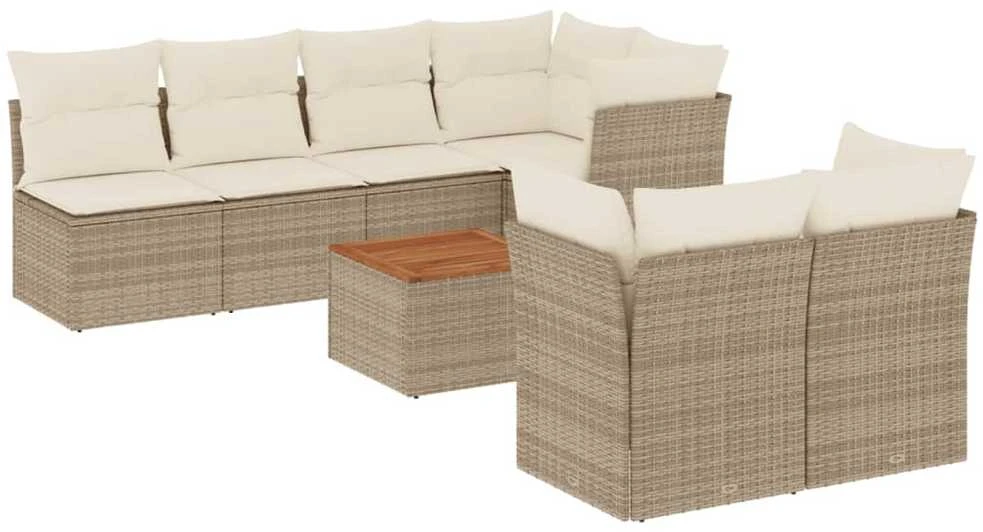 Sofa Sofos komplektas su pagalvėlėmis, 6 dalių, smėlio, poliratanas