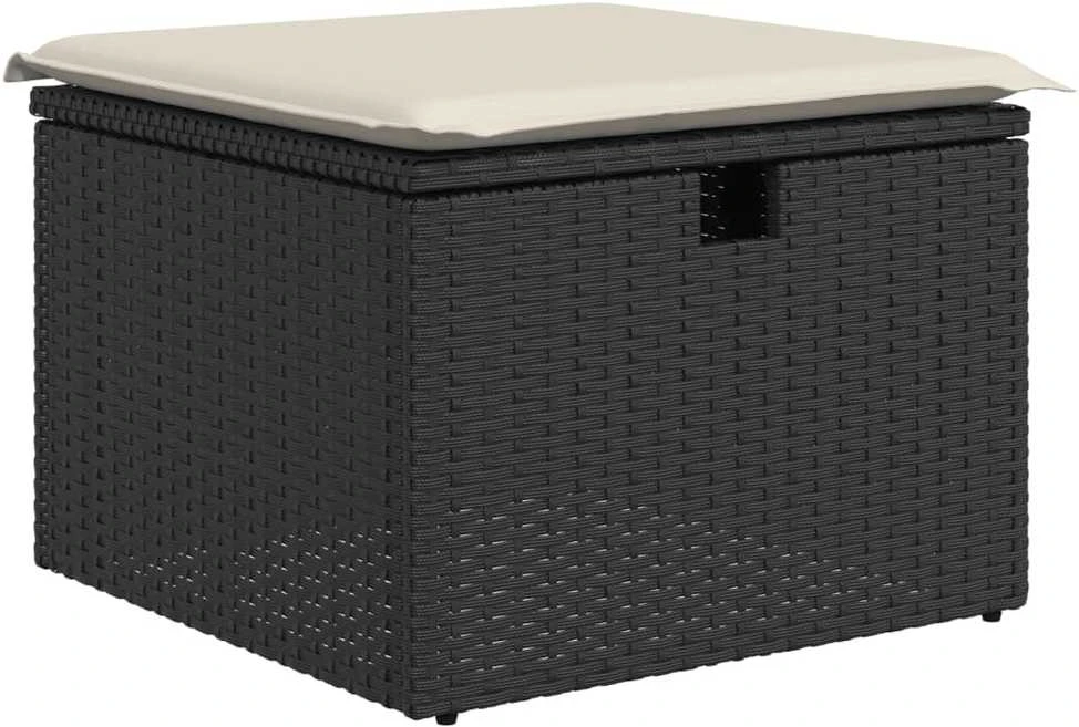 Lauko baldų komplektas Sofos komplektas su pagalvėlėmis, 8 dalių, juodas, poliratanas