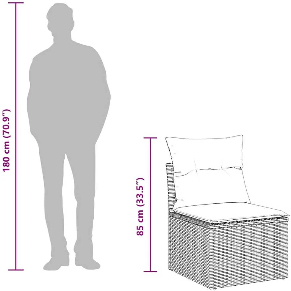 Sofa Sofos komplektas su pagalvėlėmis, 8 dalių, juodas, poliratanas