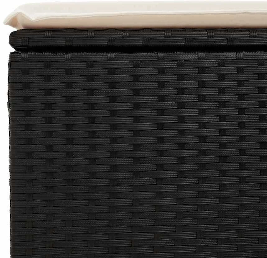 Lauko baldų komplektas Sofos komplektas su pagalvėlėmis, 8 dalių, juodas, poliratanas