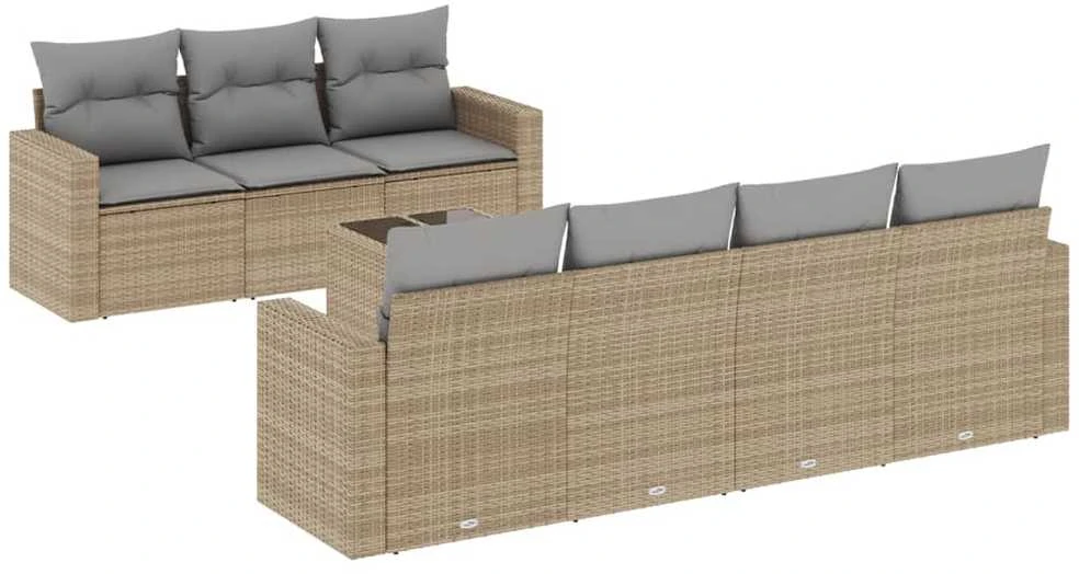 Sofa Sofos komplektas su pagalvėlėmis, 8 dalių, smėlio, poliratanas