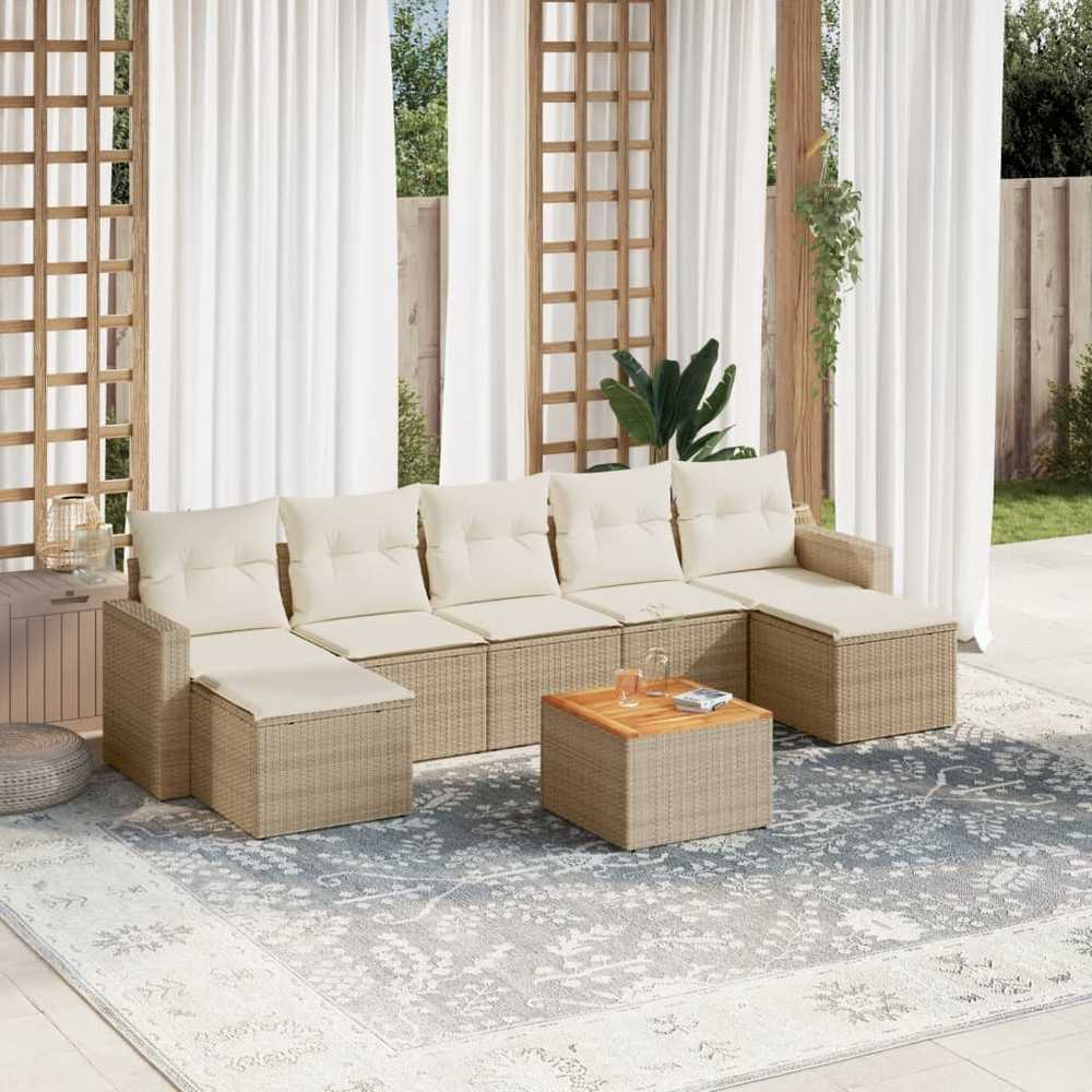 Sofa Sofos komplektas su pagalvėlėmis, 8 dalių, smėlio, poliratanas