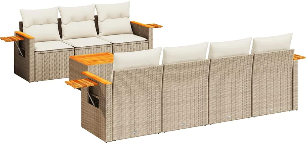 Sofa Sofos komplektas su pagalvėlėmis, 8 dalių, smėlio, poliratanas