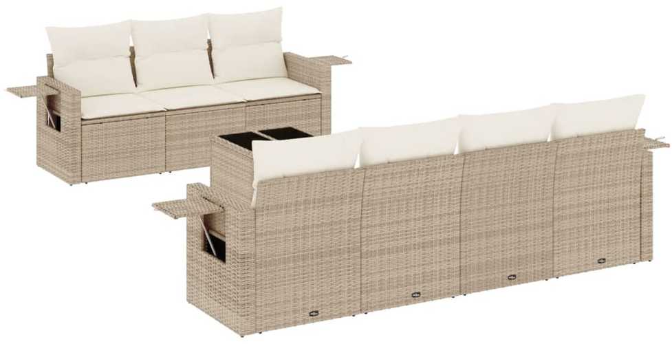 Sofa Sofos komplektas su pagalvėlėmis, 8 dalių, smėlio, poliratanas
