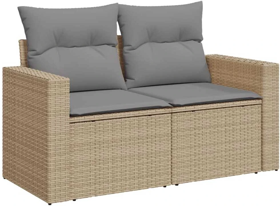 Lauko baldų komplektas Sofos komplektas su pagalvėlėmis, 8 dalių, smėlio, poliratanas