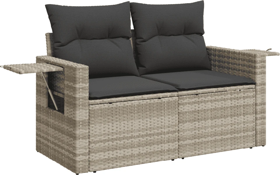Sofa Sofos komplektas su pagalvėlėmis, 9 dalių, pilkas, poliratanas