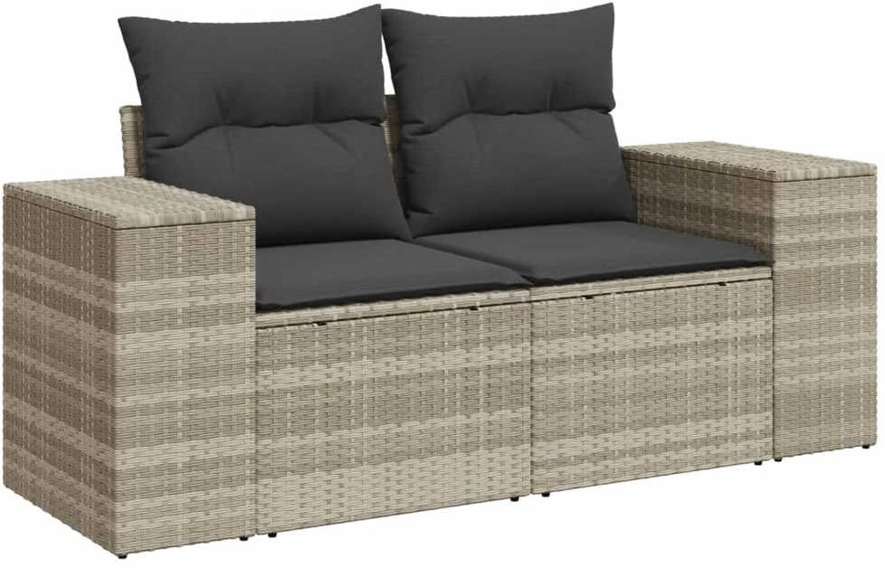 Sofa Sofos komplektas su pagalvėlėmis, 9 dalių, pilkas, poliratanas