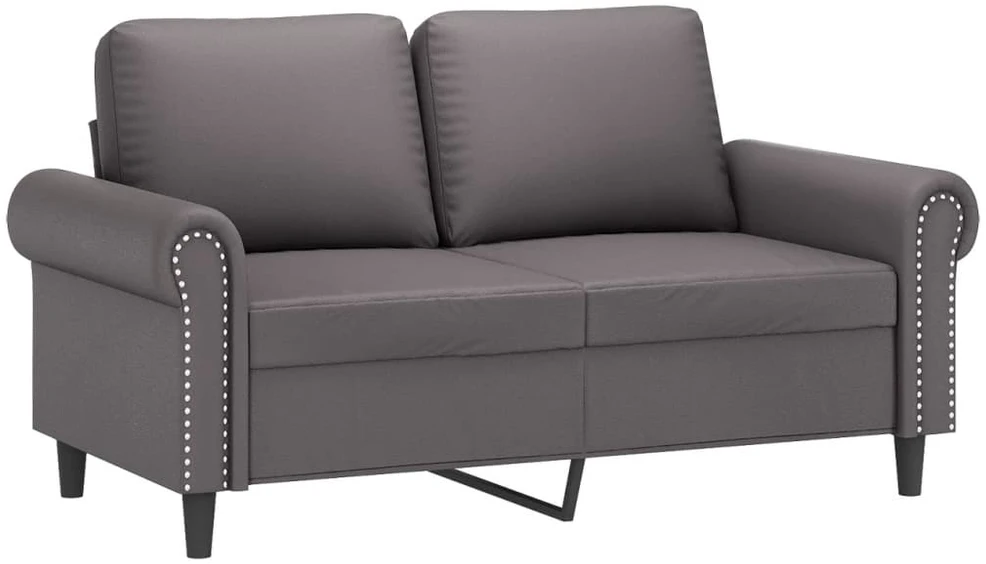 Sofa Sofos komplektas su pagalvėmis, 2 dalių, pilkas, dirbtinė oda