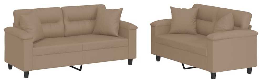 Sofa Sofos komplektas su pagalvėmis, 2 dalių, kapučino, dirbtinė oda