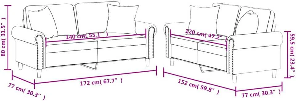 Sofa Sofos komplektas su pagalvėmis, 2 dalių, kapučino, dirbtinė oda