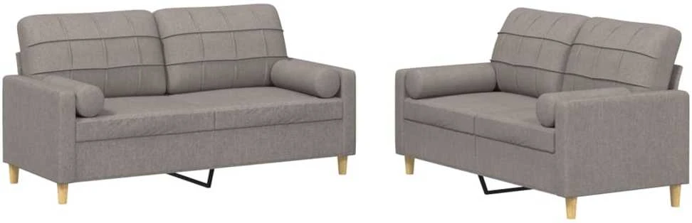 Sofa Sofos komplektas su pagalvėmis, 2 dalių, taupe, audinys