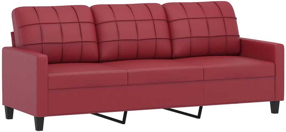 Sofa Sofos komplektas su pagalvėmis, 2 dalių, vyno, dirbtinė oda