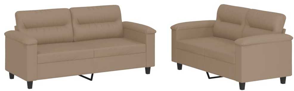 Sofa Sofos komplektas su pagalvėmis, 2 dalių, kapučino, dirbtinė oda