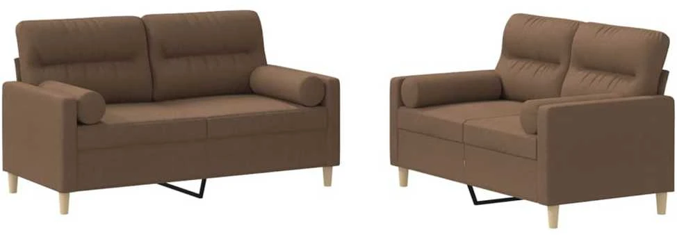 Sofa Sofos komplektas su pagalvėmis, 2 dalių, rudas, audinys