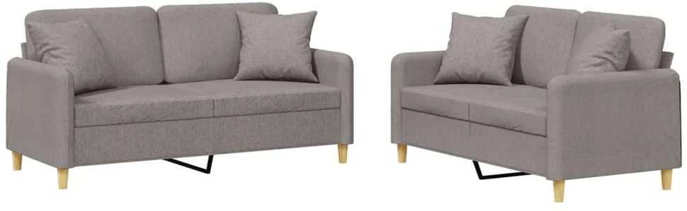Sofa Sofos komplektas su pagalvėmis, 2 dalių, taupe, audinys