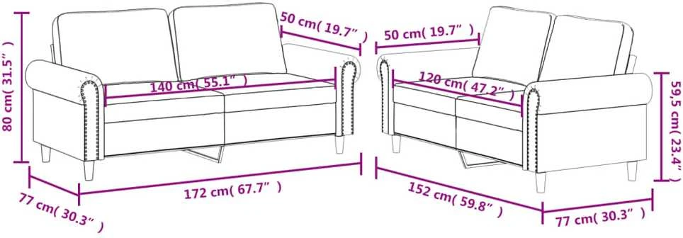 Sofa Sofos komplektas su pagalvėmis, 2 dalių, kreminis, dirbtinė oda