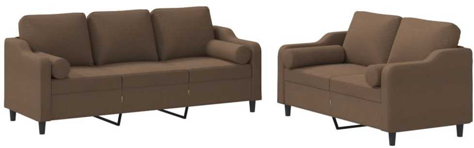 Sofa Sofos komplektas su pagalvėmis, 2 dalių, rudas, audinys