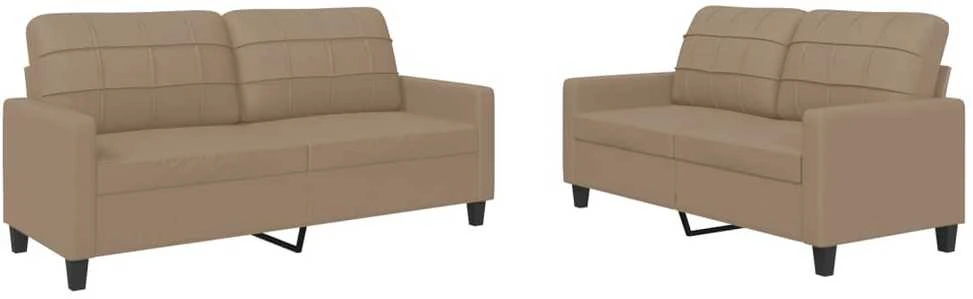 Sofa Sofos komplektas su pagalvėmis, 2 dalių, kapučino, dirbtinė oda