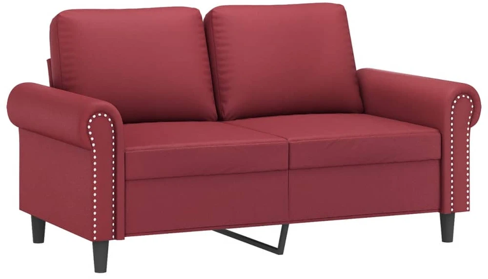Sofa Sofos komplektas su pagalvėmis, 2 dalių, vyno, dirbtinė oda