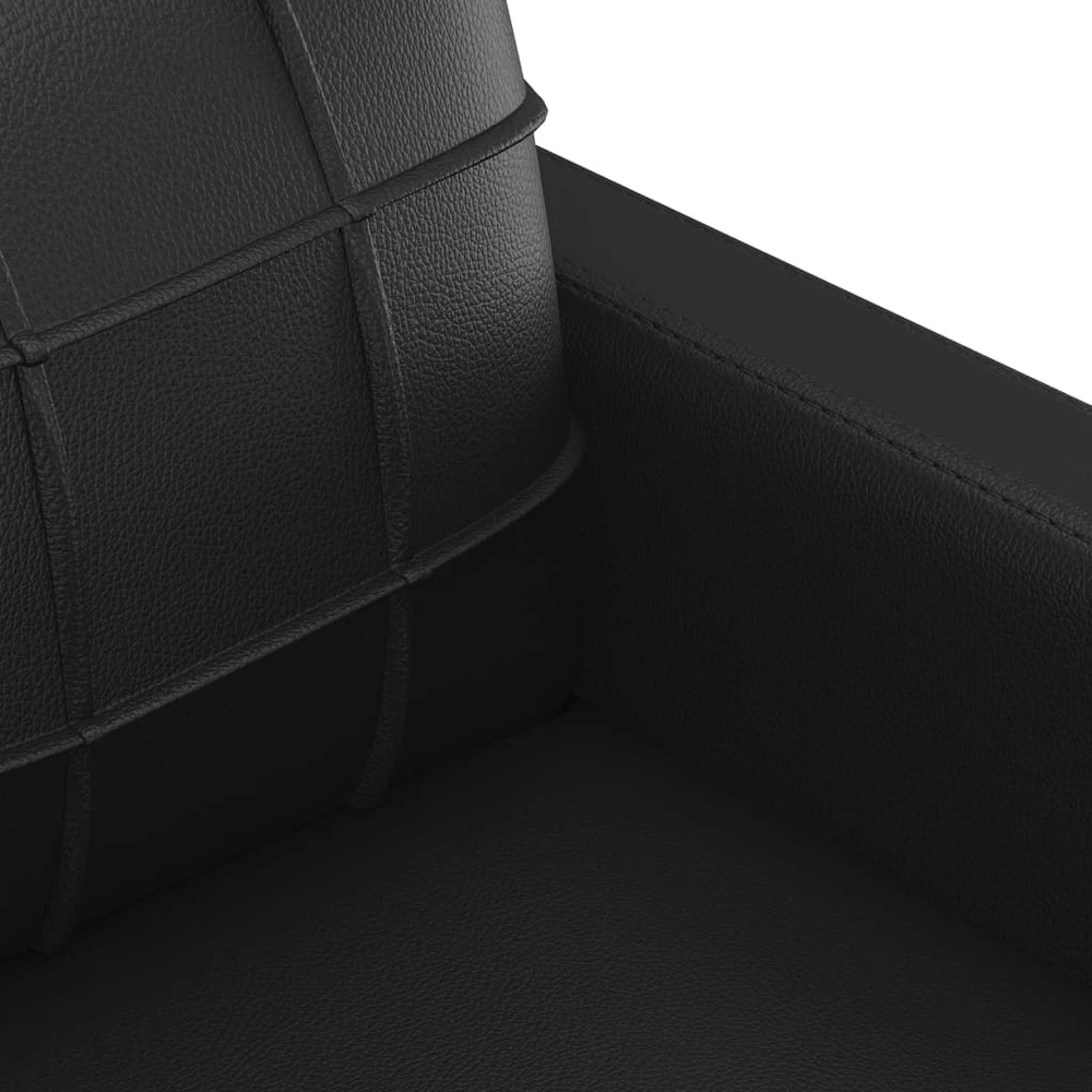 Sofa Sofos komplektas su pagalvėmis, 2 dalių, juodas, dirbtinė oda