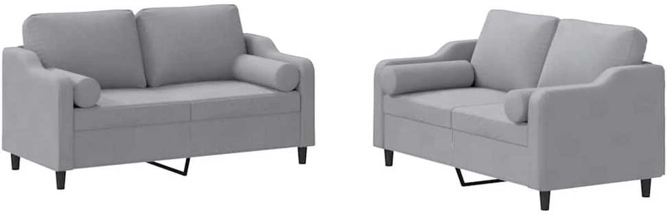 Sofa Sofos komplektas su pagalvėmis, 2 dalių, pilkas, audinys