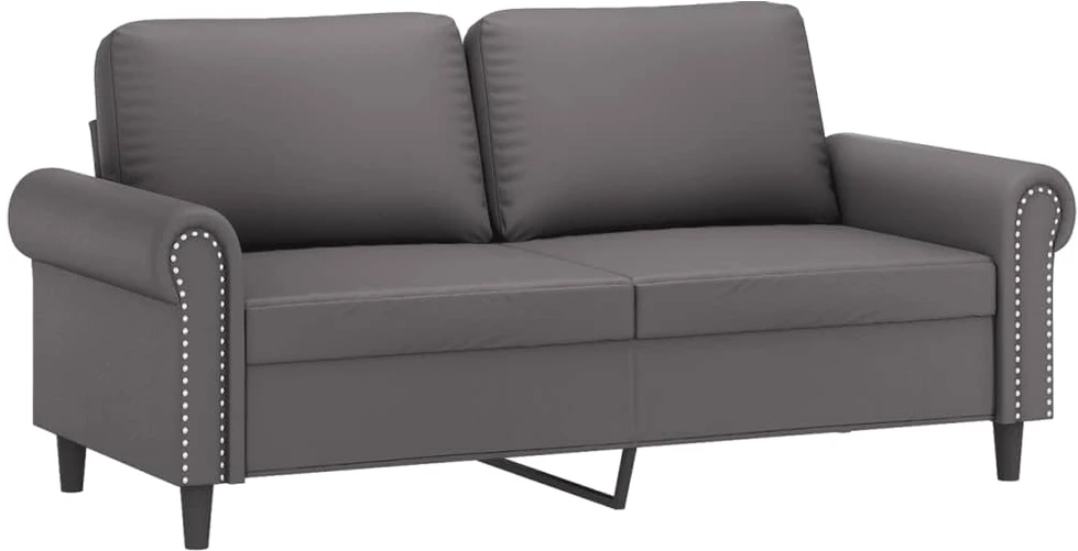 Sofa Sofos komplektas su pagalvėmis, 2 dalių, pilkas, dirbtinė oda