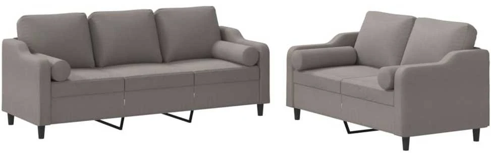 Sofa Sofos komplektas su pagalvėmis, 2 dalių, taupe, audinys