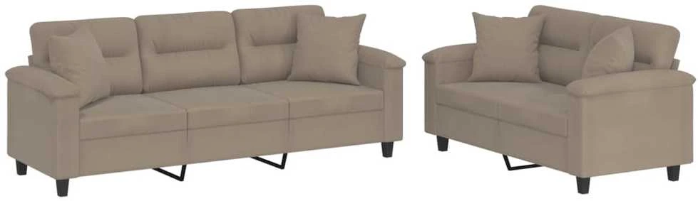Sofa Sofos komplektas su pagalvėmis, 2 dalių, taupe, audinys
