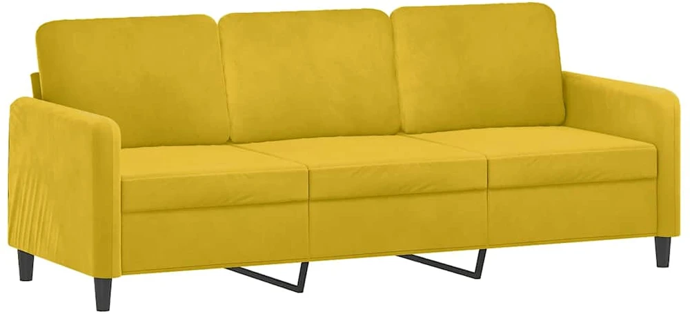 Sofa Sofos komplektas su pagalvėmis, 2 dalių, geltonas, aksomas