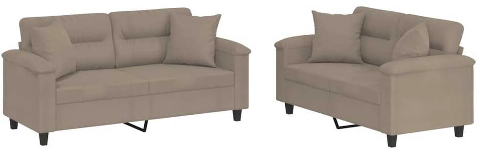 Sofa Sofos komplektas su pagalvėmis, 2 dalių, taupe, audinys