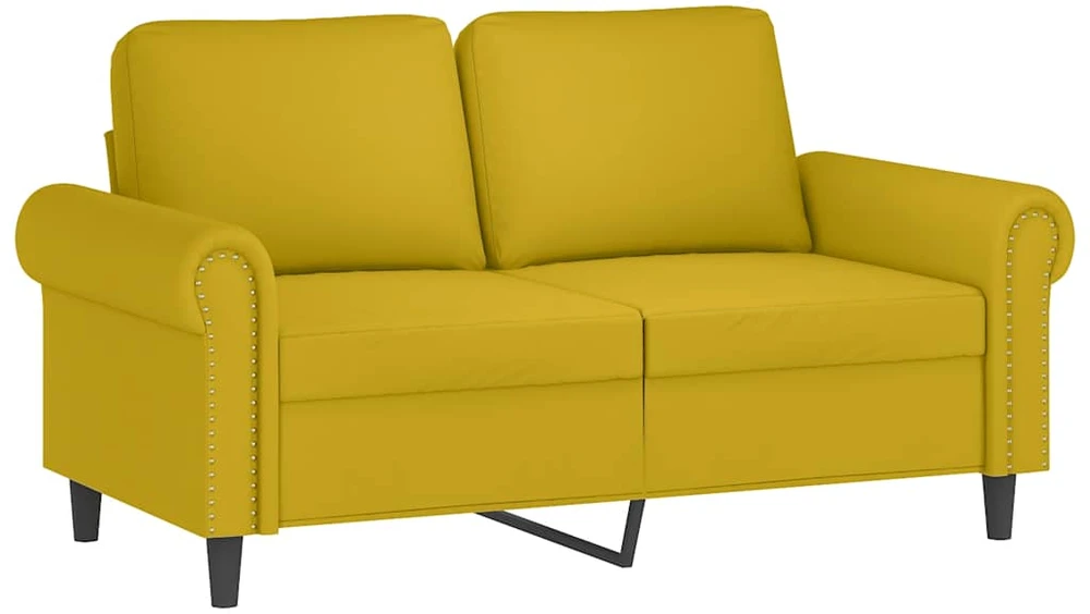 Sofa Sofos komplektas su pagalvėmis, 2 dalių, geltonas, aksomas