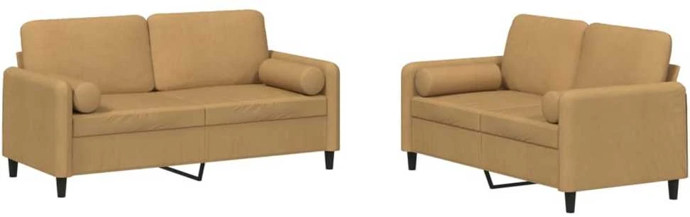 Sofa Sofos komplektas su pagalvėmis, 2 dalių, rudas, aksomas