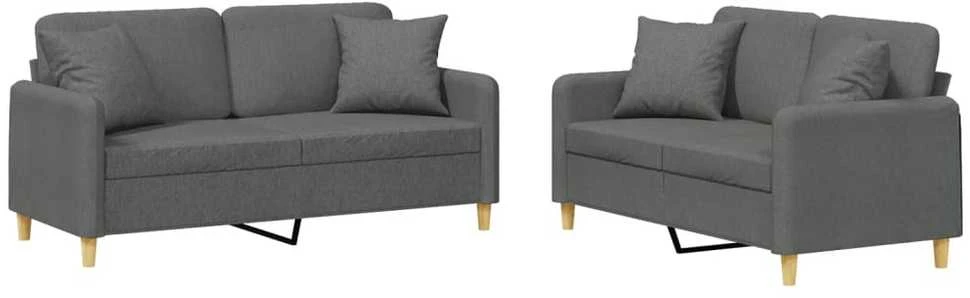 Sofa Sofos komplektas su pagalvėmis, 2 dalių, pilkas, audinys