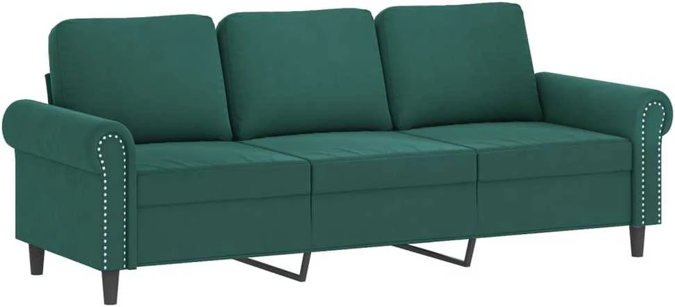 Sofa Sofos komplektas su pagalvėmis, 2 dalių, žalias, aksomas