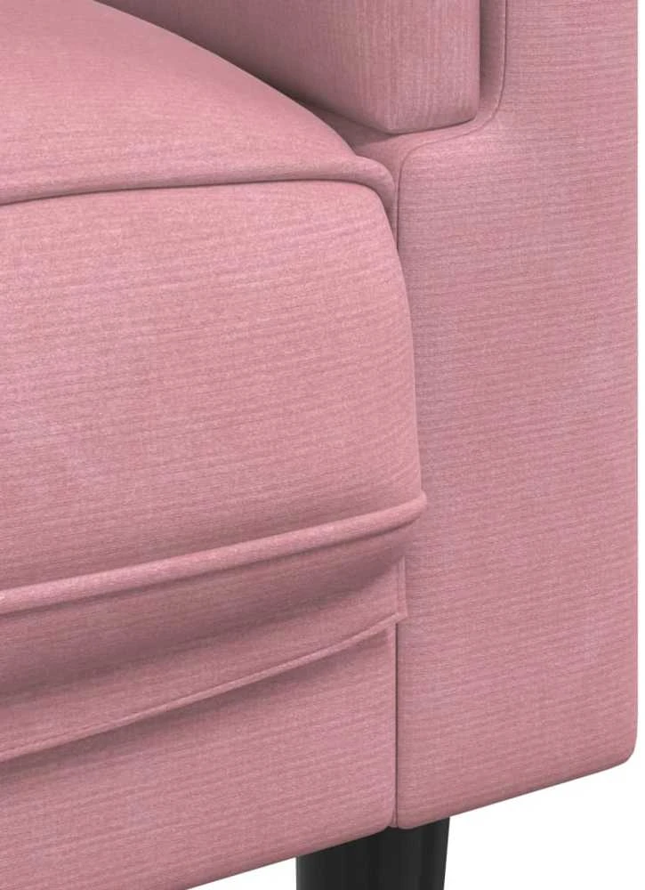 Sofa Sofos komplektas su pagalvėmis, 2 dalių, rožinis, aksomas