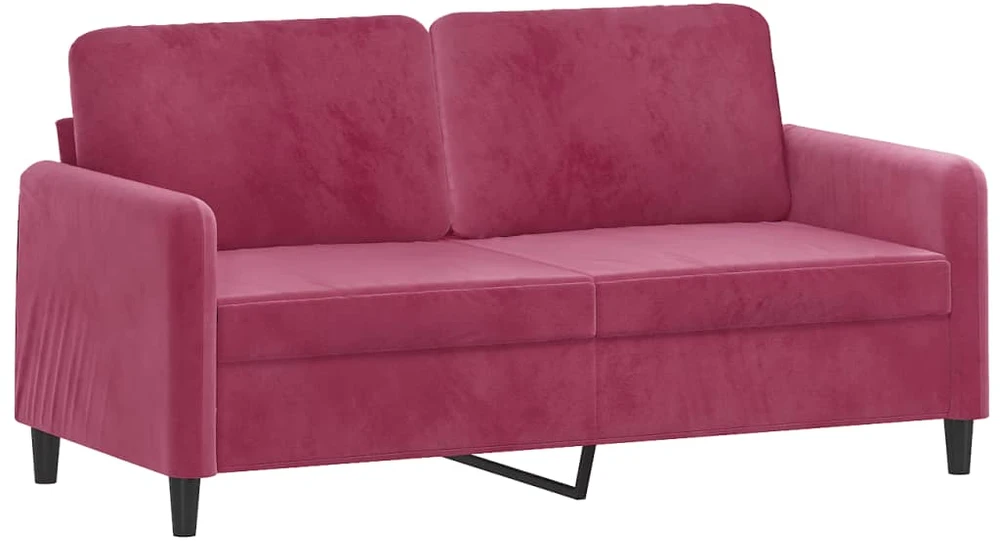Sofa Sofos komplektas su pagalvėmis, 2 dalių, vyno, aksomas
