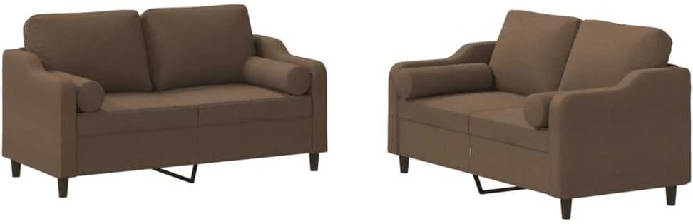 Sofa Sofos komplektas su pagalvėmis, 2 dalių, rudas, audinys