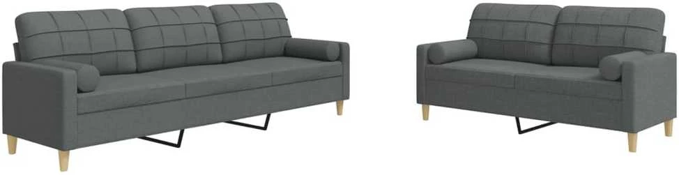Sofa Sofos komplektas su pagalvėmis, 2 dalių, pilkas, audinys