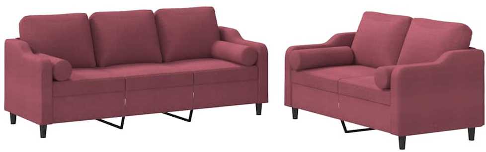 Sofa Sofos komplektas su pagalvėmis, 2 dalių, vyno, audinys