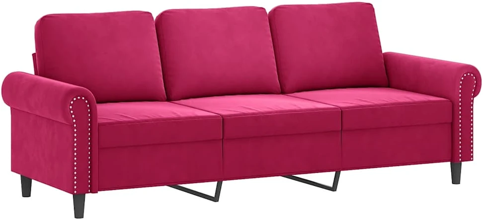 Sofa Sofos komplektas su pagalvėmis, 2 dalių, vyno, aksomas