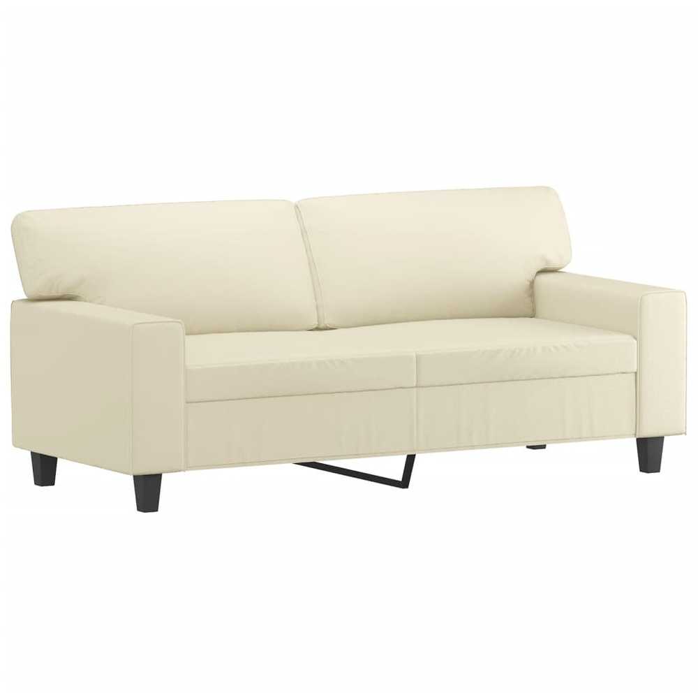 Sofa Sofos komplektas su pagalvėmis, 2 dalių, kreminis, dirbtinė oda
