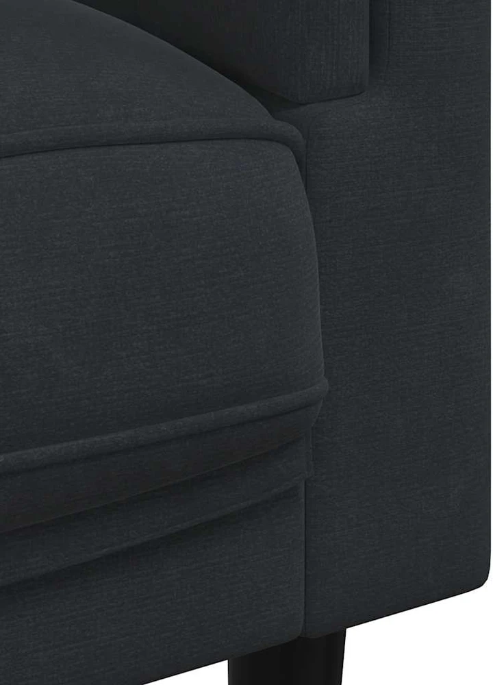 Sofa Sofos komplektas su pagalvėmis, 2 dalių, juodas, aksomas