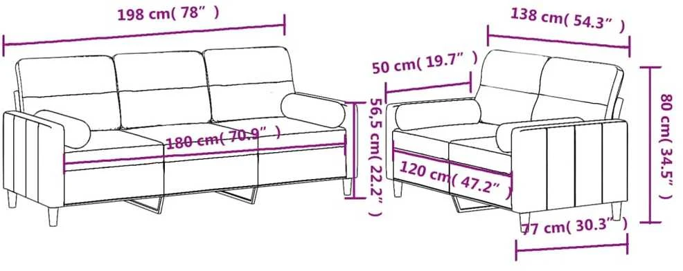 Sofa Sofos komplektas su pagalvėmis, 2 dalių, geltonas, audinys