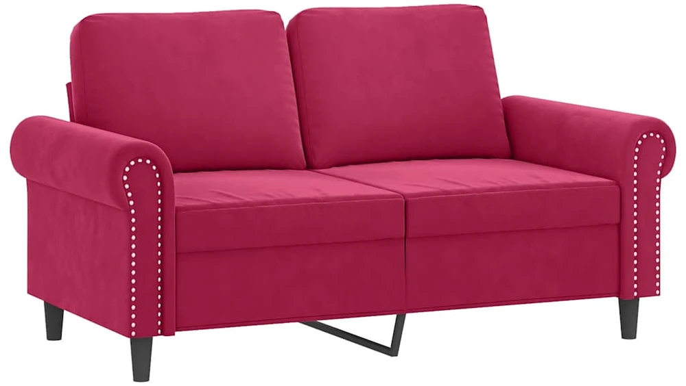 Sofa Sofos komplektas su pagalvėmis, 2 dalių, vyno, aksomas