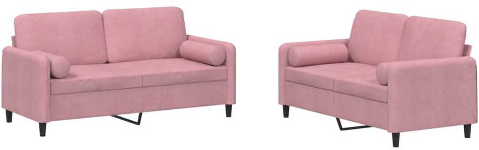 Sofa Sofos komplektas su pagalvėmis, 2 dalių, rožinis, aksomas