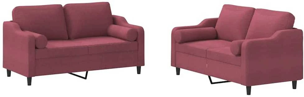Sofa Sofos komplektas su pagalvėmis, 2 dalių, vyno, audinys