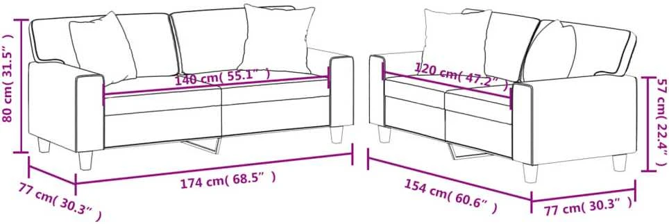Sofa Sofos komplektas su pagalvėmis, 2 dalių, juodas, dirbtinė oda