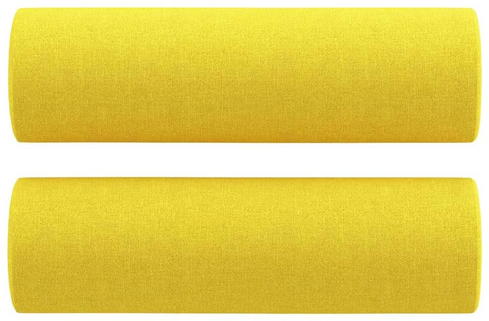 Sofa Sofos komplektas su pagalvėmis, 2 dalių, geltonas, audinys