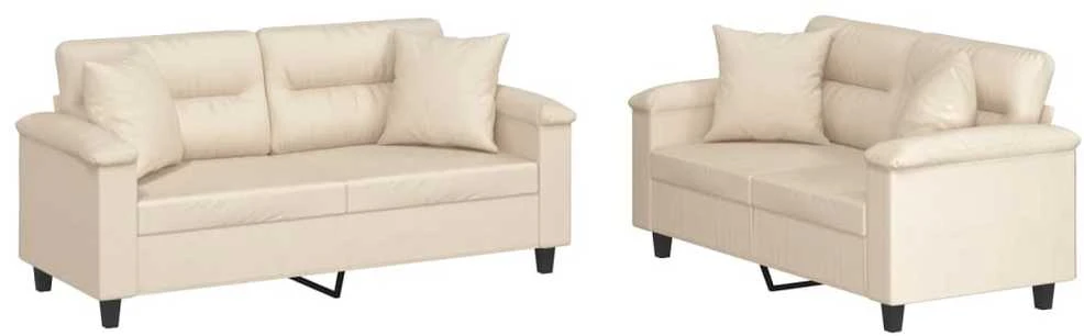 Sofa Sofos komplektas su pagalvėmis, 2 dalių, smėlio, audinys